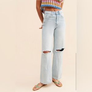 Wide Leg Distressed Jeans